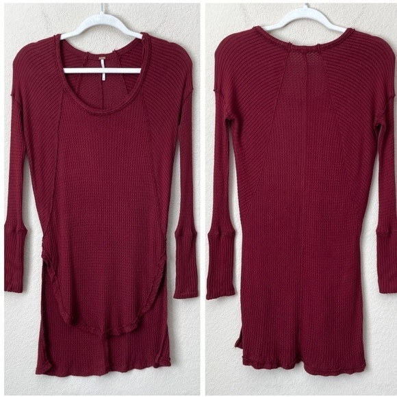 Free People Ventura Slouchy Thermal Waffle Knit Oversized Tunic Top - Picture 1 of 13